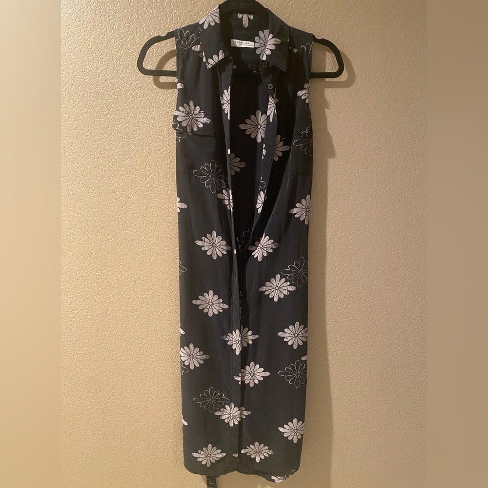 Equipment Black and White Sheath Dress Cowl Neck Sleeveless